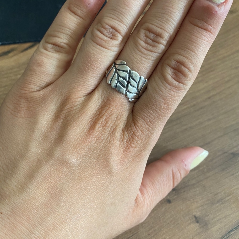 Sterling Silver 950 Peruvian Leaf Ring - image 2